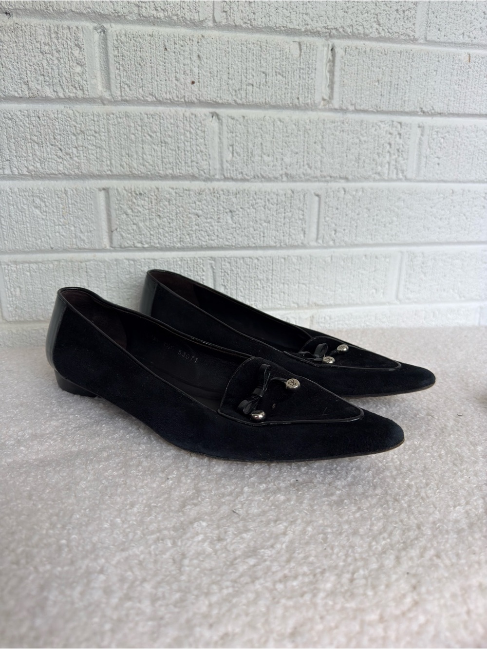 Donald J. Pliner Black Suede Pointed Toe Loafers